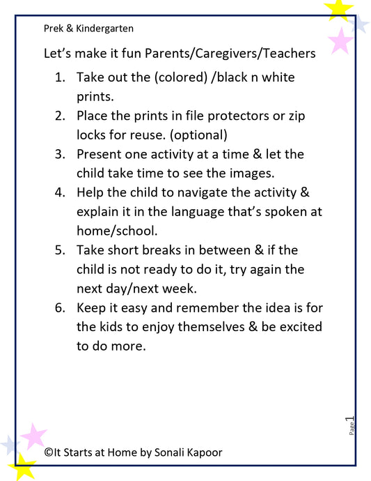 Prek - Kindergarten Activity - Look at the images