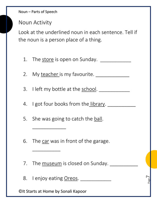 Parts of Speech Noun