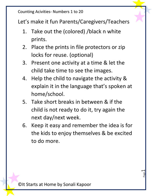 Counting Activities - 1 to 20- Bundle