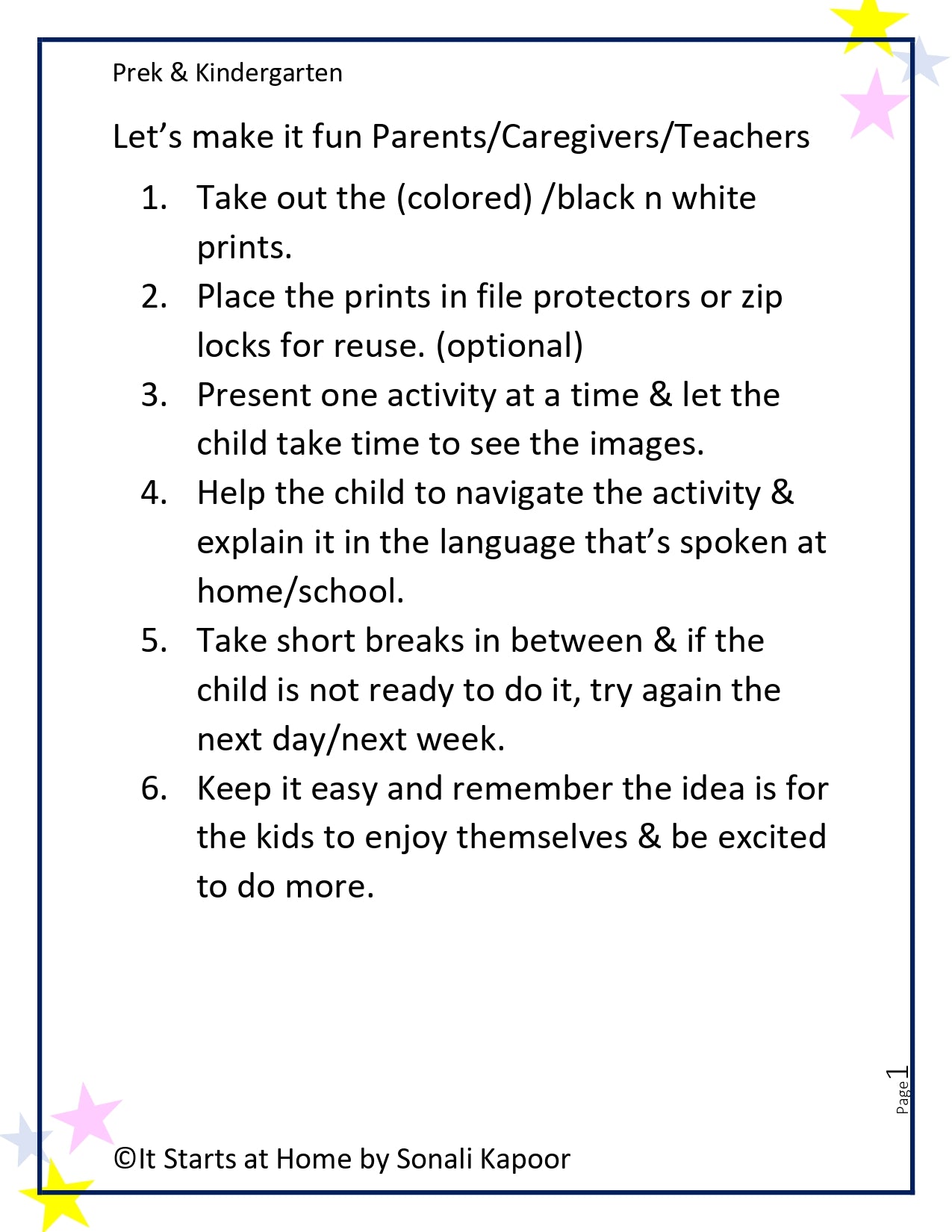Prek - Kindergarten Activity - Look at the images