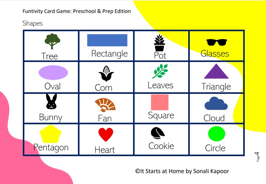 Funtivity Game Card - Preschool & Prep Edition