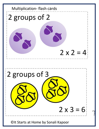 Multiplication Flash cards set of 3