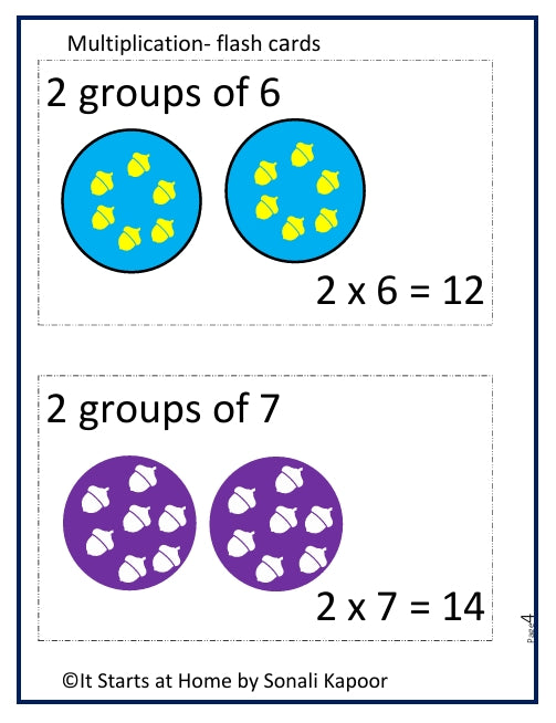 Multiplication Flash cards set of 3