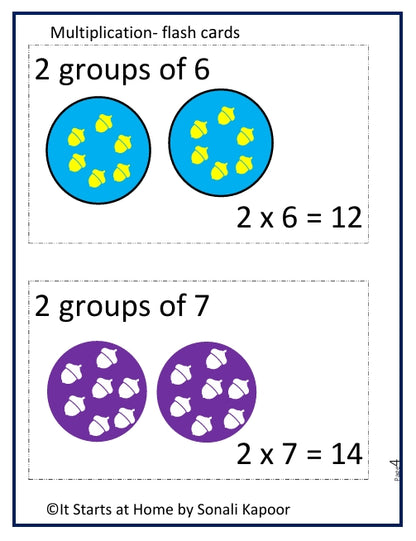 Multiplication Flash cards set of 3