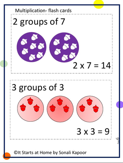 Multiplication Flash cards set of 3
