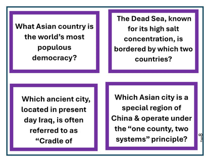 Asia Trivia Cards