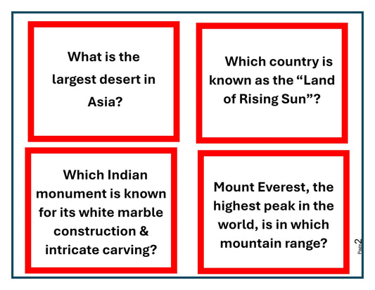 Asia Trivia Cards