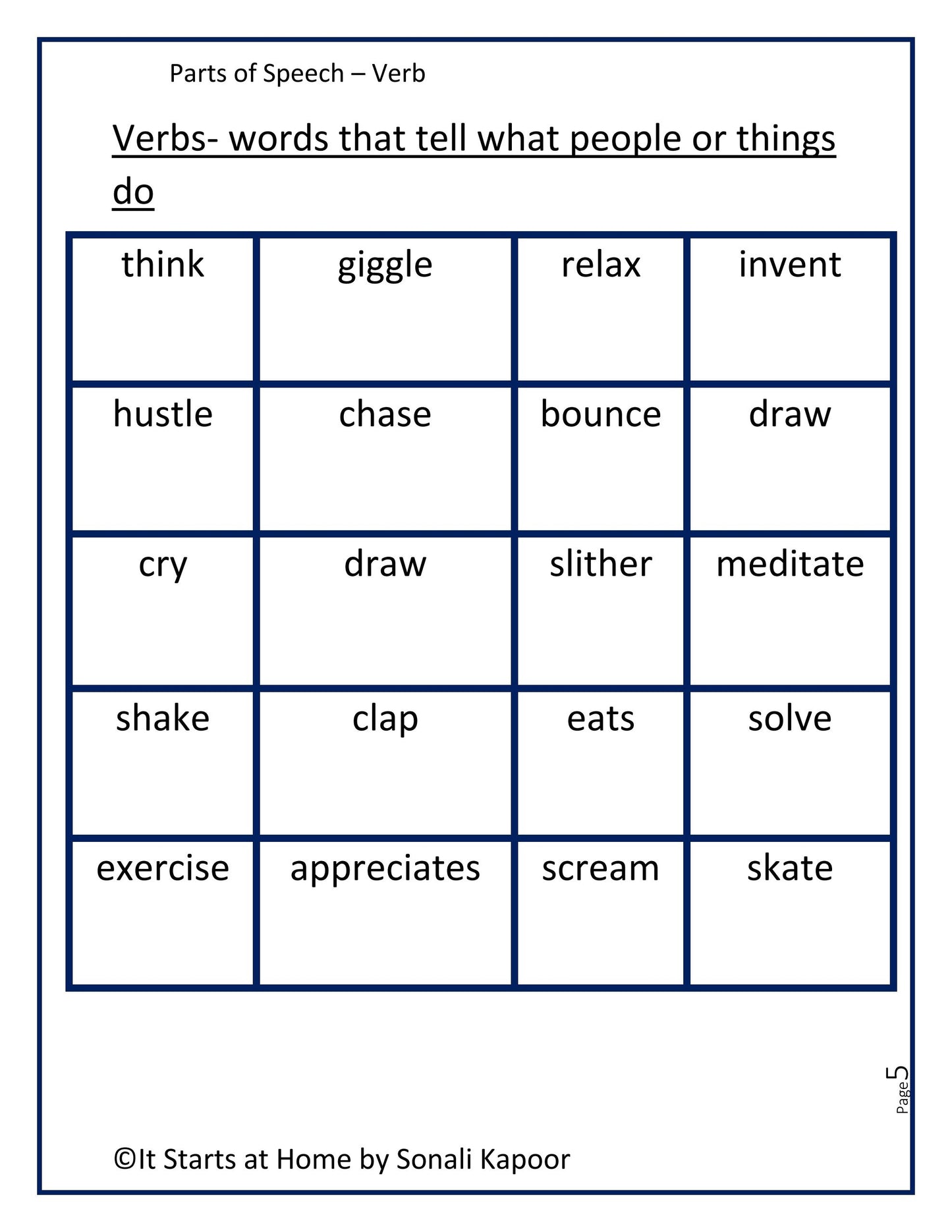 Parts of Speech Verb