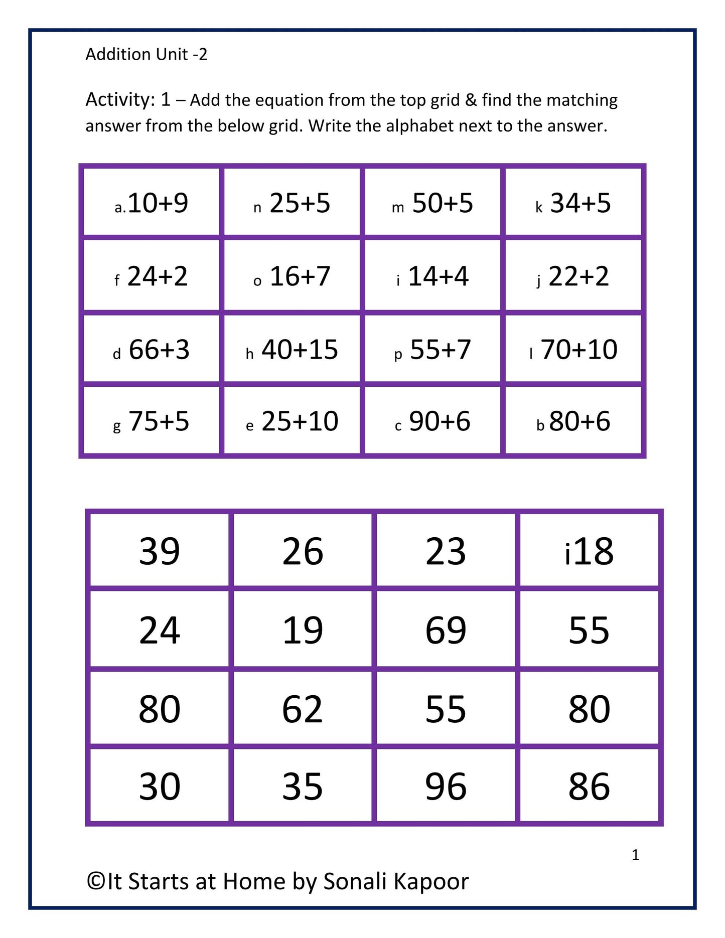Addition bundle- unit 1 to 4