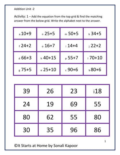 Addition bundle- unit 1 to 4