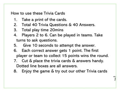 North America Trivia Cards