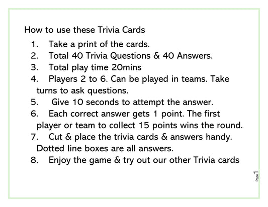 North America Trivia Cards